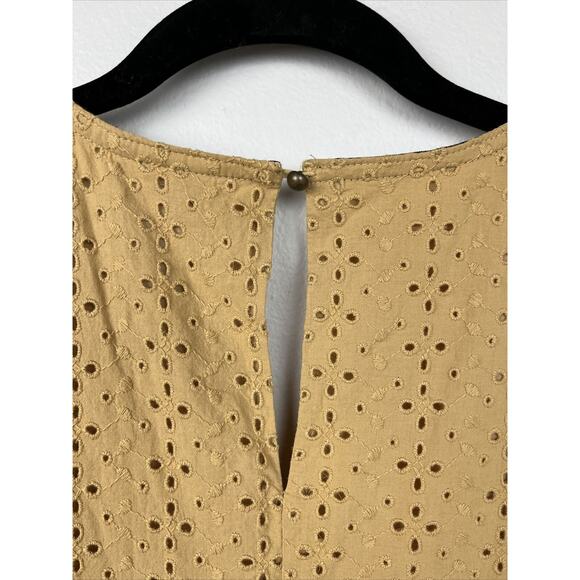 Knox Rose Women's Dress Size Med Mustard Yellow Eyelet Sleeveless Boho V Neck - Picture 3 of 9